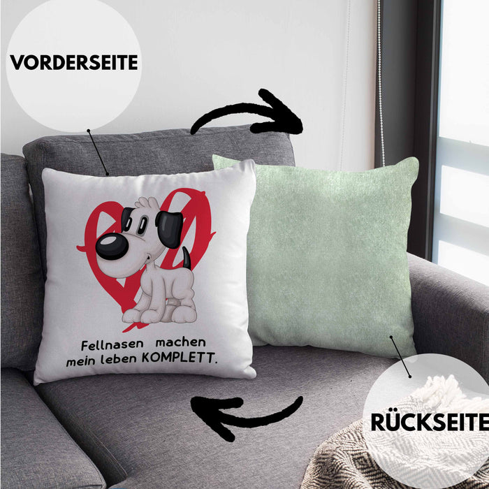 Hundebesitzer Kissen mit Füllung 40x40 Geschenk Fellnasen machen mein Leben Komplett Geschenkidee Hunde Mama Frauchen Herrchen (Grau) Grün Trendation