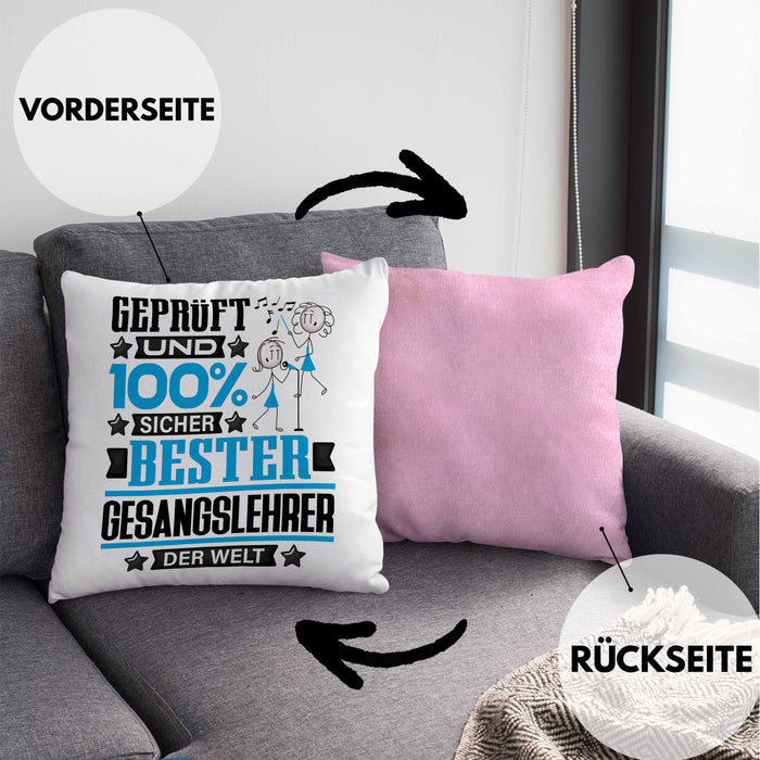 Gesangslehrer Geschenk Lustiger Spruch für Gesangslehrer Geschenkidee Bester Gesangslehrer Der WeltKissen mit Füllung 40x40 (Grau) Rosa Trendation