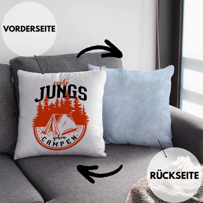kissen zum zelten Coole Jungs Gehen Campen Kissen mit Füllung 40x40 Camping Geschenkidee Männer Zelten — TrendationStore