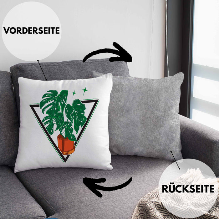Gärtner Geschenk Kissen mit Füllung 40x40 Pflanzen Motiv Design Geschenkidee Garten-Pflege (Grau) Grau Trendation