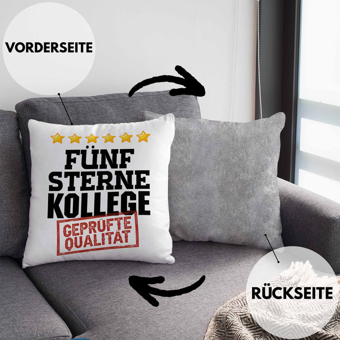 Bester Kollege Kissen mit Füllung 40x40 Geschenk für Besten Arbeitskollegen Lustiger Spruch 5 Sterne Kollege Geprüfte Qualität (Grau) Grau Trendation