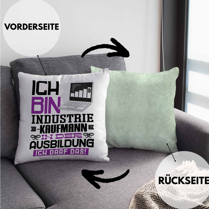 Industriekaufmann Ausbildung Kissen mit Füllung 40x40 Geschenk Ich Bin Industriekaufmann In Der Ausbildung Ich Darf Das Geschenkidee Spruch (Grau) Grün Trendation