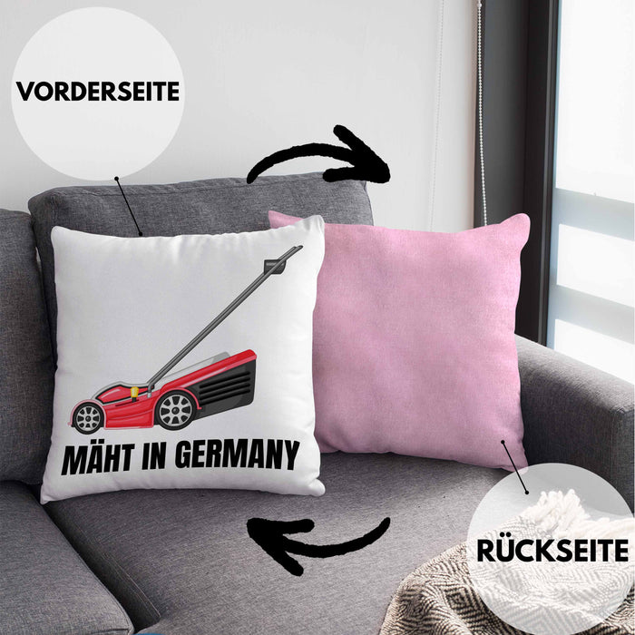 Mäht In Germany Kissen mit Füllung 40x40 Geschenk Gärtner für Hobbygärtner Geschenkidee Geburtstag (Grau) Rosa Trendation