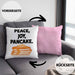 Peace Joy Pancake Kissen mit Füllung 40x40 Geschenk Pfannkuchen Eierkuchen Liebhaber (Grau) Rosa Trendation