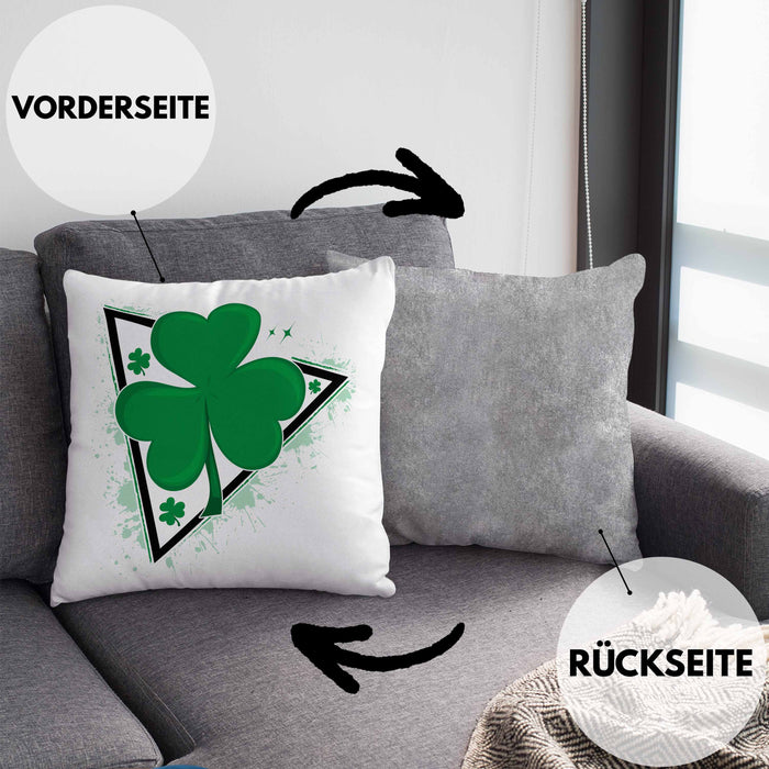 St Patricks Day Kissen mit Füllung 40x40 Kleeblatt Irisch Irland Geschenkidee (Grau) Grau Trendation