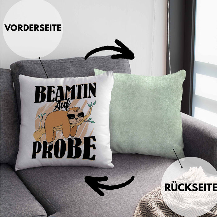 Beamtin Auf Probe Kissen mit Füllung 40x40 Geschenk Faultier Geschenkidee (Grau) Grün Trendation