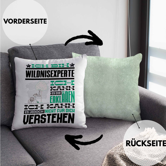 Wildnisexperte Geschenk Kaffee-Kissen mit Füllung 40x40 Geschenkidee für Wildnisexperte Ich Bin Wildnisexperte Ich Kann Es Dir Erklären Jedoch Nicht Für Dich Verstehen Spruch Lustig (Grau) Grün Trendation
