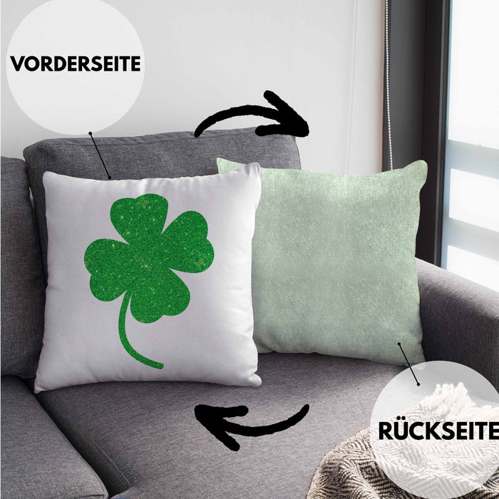 St Patricks Day Kissen mit Füllung 40x40 Klee Kleeblatt Irisch Irland Geschenkidee (Grau) Grün Trendation