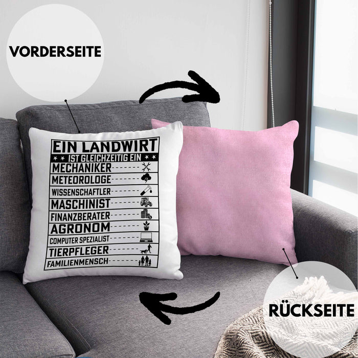 Landwirt Geschenk Kissen mit Füllung 40x40 Lustiger Spruch Geschenkidee Ein Landwirt Ist Gleichzeitig Ein (Grau) Rosa Trendation