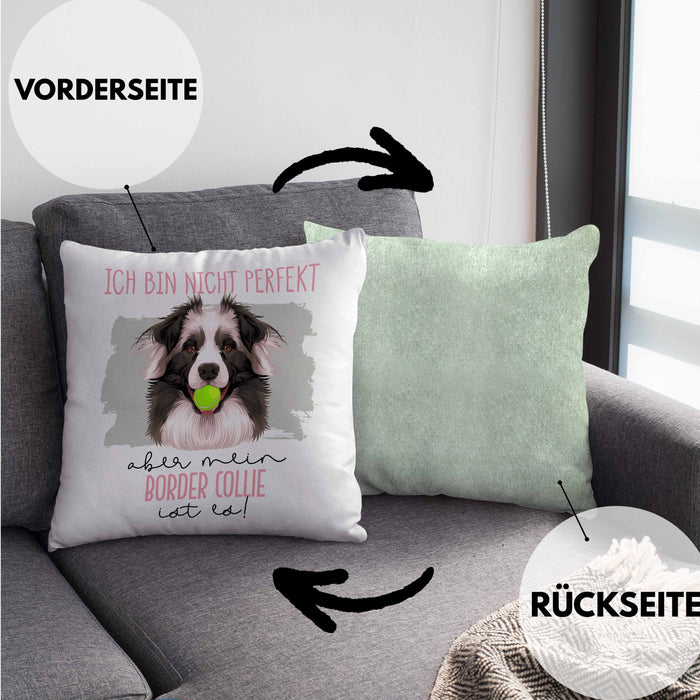 Border Collies Besitzer Kissen mit Füllung 40x40 Geschenk Lustiger Spruch Geschenkidee Besitzerin Ich Bin Nicht toll Aber Mein Border Collies Ist Es (Grau) Grün Trendation