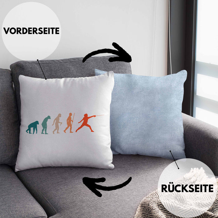 Lustige Fechten-Kissen mit Füllung 40x40 Geschenk für Fechter Evolution (Grau) Blau Trendation