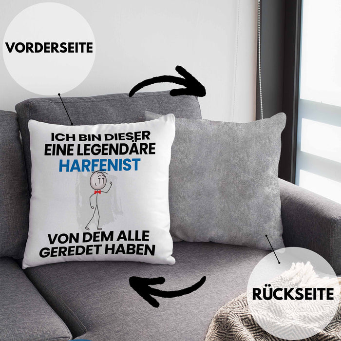 Harfenist Geschenk Kissen mit Füllung 40x40 Lustige Geschenkidee Geburtstag für Harfenist Ich Bin Dieser Legendäre Harfenist Von Dem Alle Geredet Haben (Grau) Grau Trendation