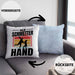 Handball Geschenk Kissen mit Füllung 40x40 Geschenkidee Handball-Spieler Handballspielerin Mädchen Jungs Old Schmetterhand (Grau) Blau Trendation