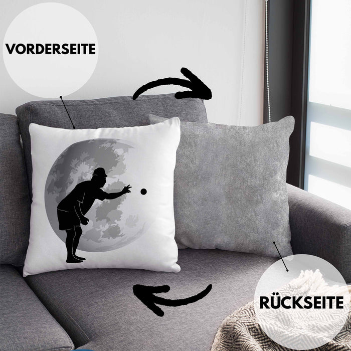 Boule Kissen mit Füllung 40x40 Geschenk Boule-Spieler Geschenkidee Grafik Mond Boule (Grau) Grau Trendation