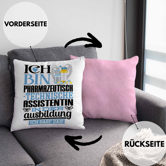Pharmazeutisch-technische Assistentin Ausbildung Start Geschenk Kissen mit Füllung 40x40 Ich Bin Pharmazeutisch-technische Assistentin In Der Ausbildung Ich Darf Das Geschenkidee (Grau) Rosa Trendation