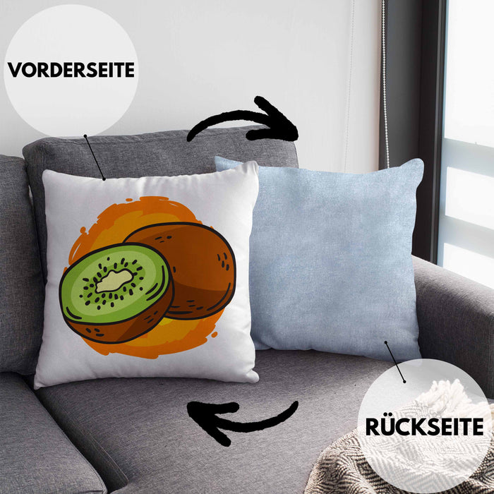 Lustige Kissen mit Füllung 40x40 mit Kiwi-Grafik Geschenk für Kiwi-Liebhaber (Grau) Blau Trendation