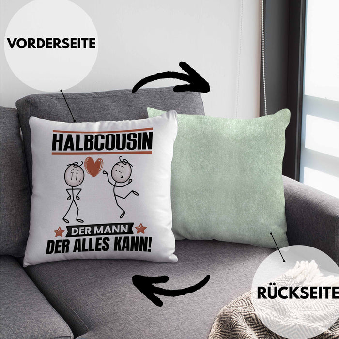 Halbcousin Kissen mit Füllung 40x40 Geschenk für Halbcousin Der Mann Der Alles Kann Geschenkidee zum Geburtstag (Grau) Grün Trendation