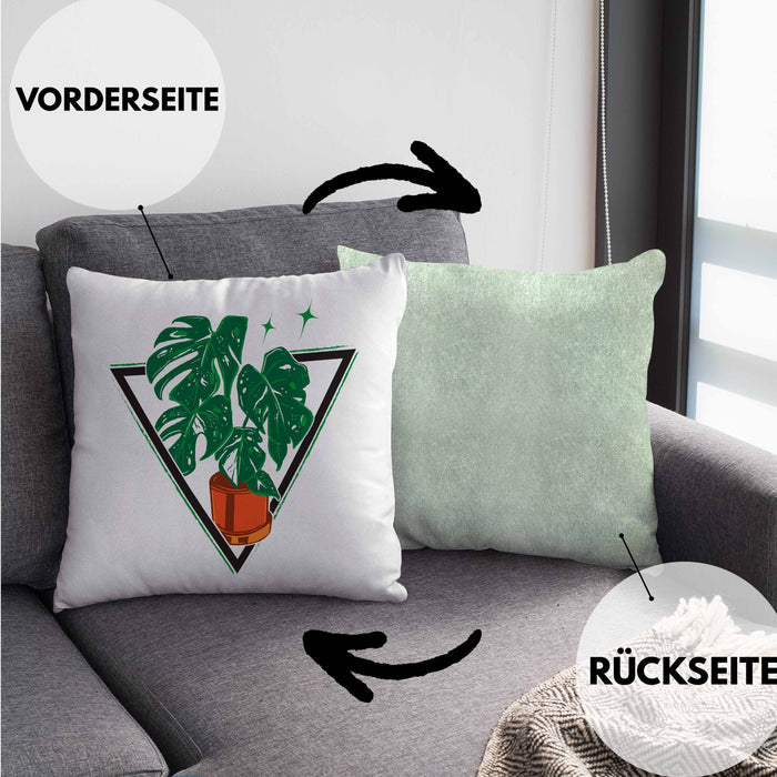Gärtner Geschenk Kissen mit Füllung 40x40 Pflanzen Motiv Design Geschenkidee Garten-Pflege (Grau) Grün Trendation