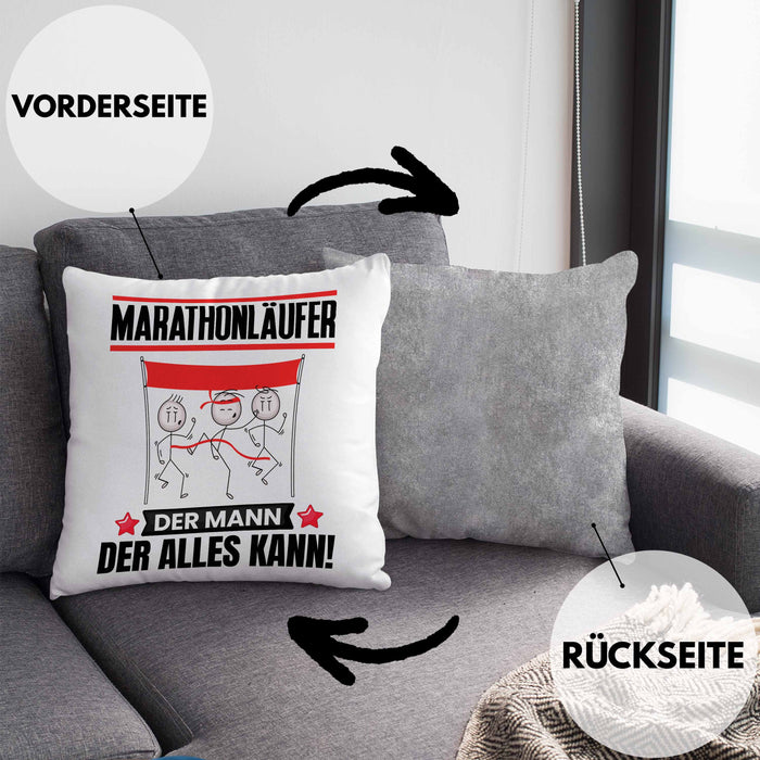 Marathonläufer Kissen mit Füllung 40x40 Geschenk für Marathonläufer Der Mann Der Alles Kann Geschenkidee zum Geburtstag (Grau) Grau Trendation