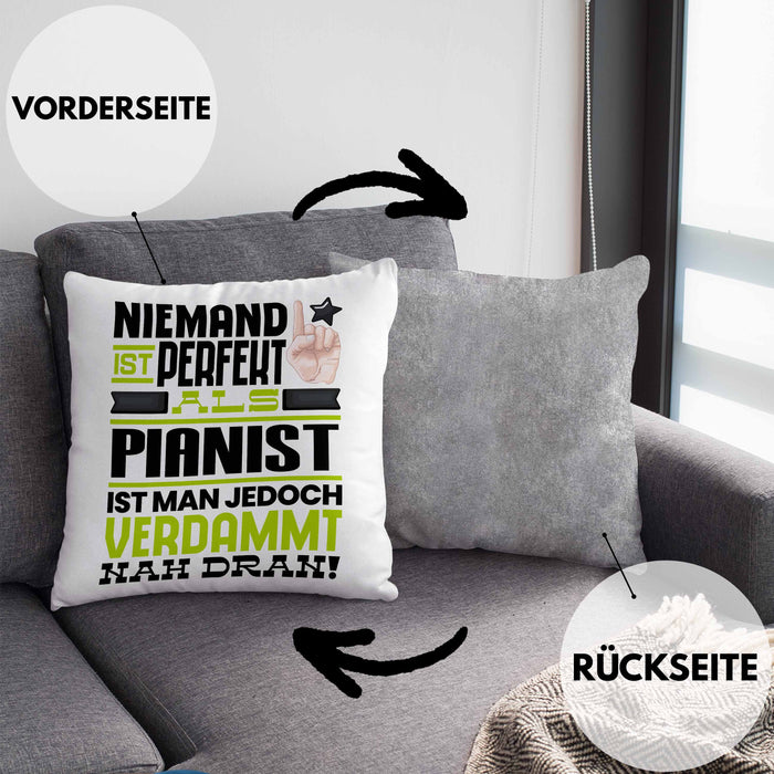 Pianist Geschenk Kissen mit Füllung 40x40 Lustige Geschenkidee für Pianist Geburtstag Niemand Ist Perfekt Aber Als Pianist Ist Man Nah Dran (Grau) Grau Trendation