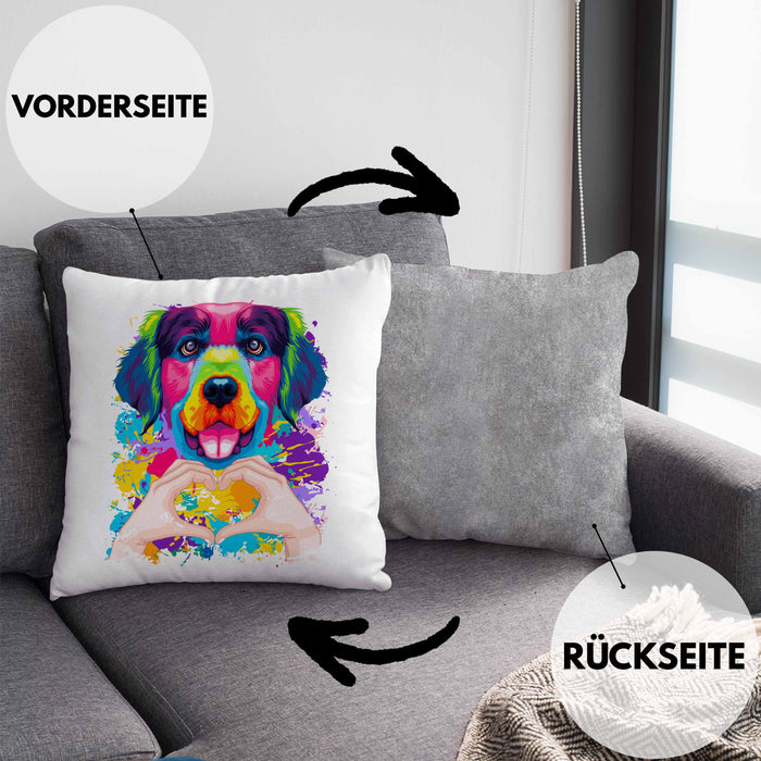 Golden Retriever Besitzer Farbe Love Kissen mit Füllung 40x40 Geschenk Lustiger Spruch Geschenkidee Golden Retriever Besitzerin (Grau) Grau Trendation