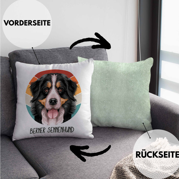 Berner Sennen Besitzer Kissen mit Füllung 40x40 Geschenk Lustiger Spruch Geschenkidee Berner Sennen Mama Papa (Grau) Grün Trendation