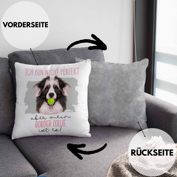 Border Collies Besitzer Kissen mit Füllung 40x40 Geschenk Lustiger Spruch Geschenkidee Besitzerin Ich Bin Nicht toll Aber Mein Border Collies Ist Es (Grau) Grau Trendation
