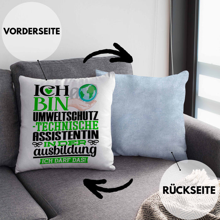 Umweltschutztechnische Assistentin Ausbildung Start Geschenk Kissen mit Füllung 40x40 Ich Bin Umweltschutztechnische Assistentin In Der Ausbildung Ich Darf Das Geschenkidee (Grau) Blau Trendation
