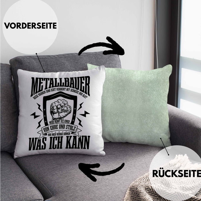 Schweißen Kissen mit Füllung 40x40 Geschenk Schmied Schweißer Geschenkidee Spruch Metallbauer (Grau) Grün Trendation