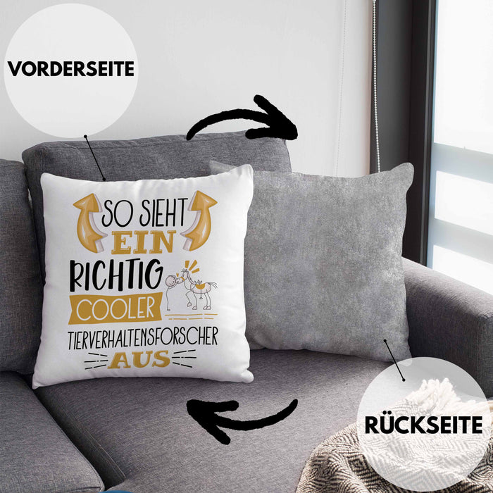 Tierverhaltensforscher Kissen mit Füllung 40x40 So Sieht Ein Richtig Cooler Tierverhaltensforscher Aus Geschenk Lustiger Spruch Geschenkidee (Grau) Grau Trendation