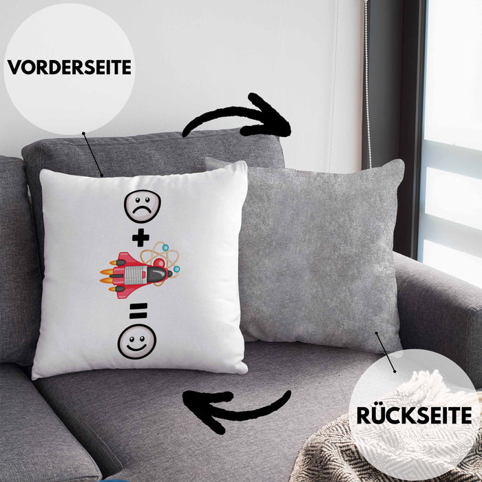 Astrophysik Kissen mit Füllung 40x40 Geschenk für Raketenwissenschaftler Lustige Geschenkidee :( + Rakete = :) (Grau) Grau Trendation