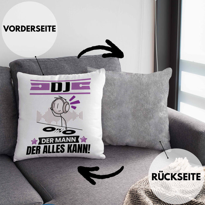 DJ Kissen mit Füllung 40x40 Geschenk für DJ Der Mann Der Alles Kann Geschenkidee zum Geburtstag (Grau) Grau Trendation