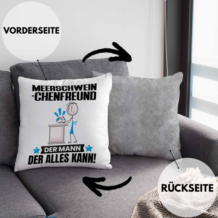 Meerschweinchenfreund Kissen mit Füllung 40x40 Geschenk für Meerschweinchenfreund Der Mann Der Alles Kann Geschenkidee zum Geburtstag (Grau) Grau Trendation