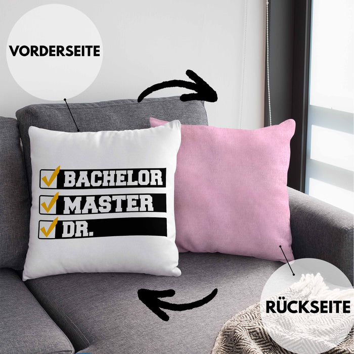 Doktortitel Bestanden Kissen mit Füllung 40x40 Geschenk (Grau) Rosa Trendation