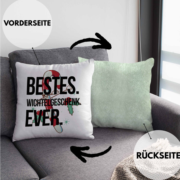 Schrott-Wichtelgeschenk für Frauen Kollegen Geschenk Wichteln Weihnachten Bestes Wichtelgeschenk Ever geschenkidee SchrottwichtelnKissen mit Füllung 40x40 (Grau) Grün Trendation