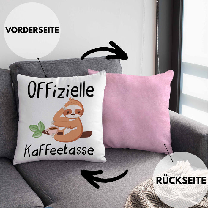 Offizielle Geschenk Kaffeetrinker Geschenkidee Kaffee-Kissen mit Füllung 40x40 (Grau) Rosa Trendation