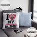Französische Bulldogge Besitzerin Kissen mit Füllung 40x40 Geschenk Lustiger Spruch Geschenkidee I Love My Französische Bulldogge (Grau) Blau Trendation