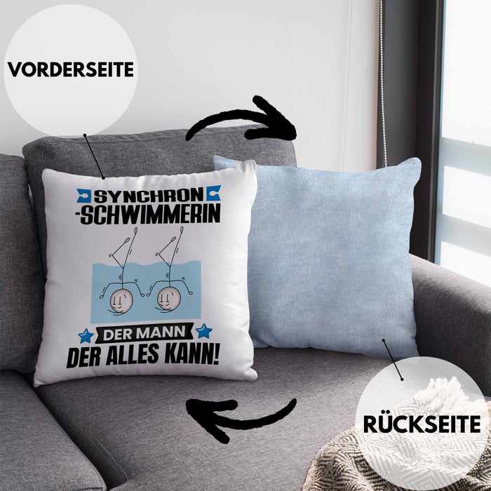Synchronschwimmerin Kissen mit Füllung 40x40 Geschenk für Synchronschwimmerin Der Mann Der Alles Kann Geschenkidee zum Geburtstag (Grau) Blau Trendation