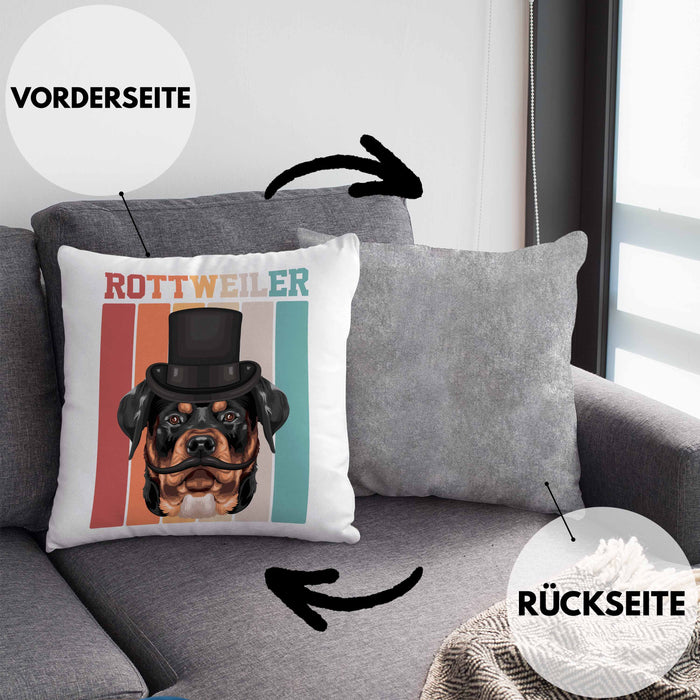 Rottweiler Besitzer Kissen mit Füllung 40x40 Geschenk Lustiger Spruch Geschenkidee Retro Vinatge Rottweiler (Grau) Grau Trendation