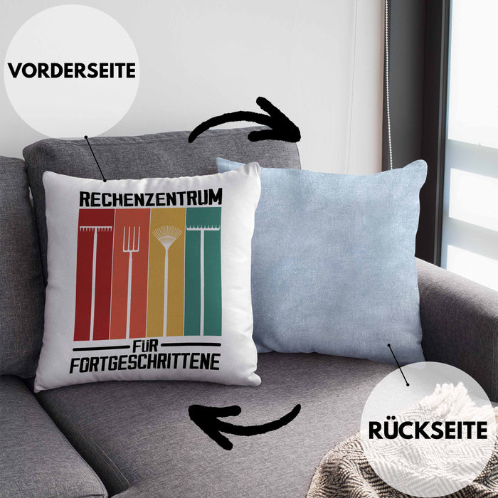 Rechenzentrum für Forgeschrittene Kissen mit Füllung 40x40 Gschenk Gärtner, Hobbygärtner Geschenkidee Lustiger Spruch Häferl (Grau) Blau Trendation