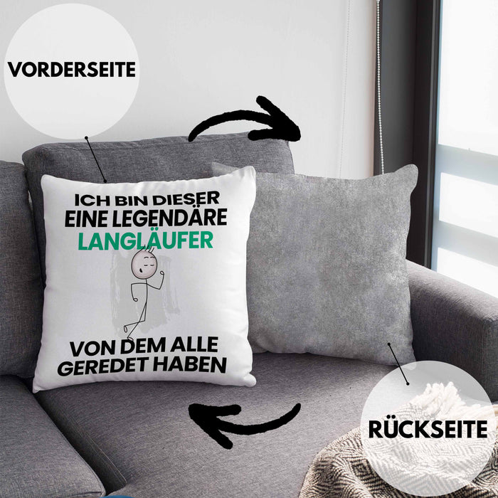 Langläufer Geschenk Kissen mit Füllung 40x40 Lustige Geschenkidee Geburtstag für Langläufer Ich Bin Dieser Legendäre Langläufer Von Dem Alle Geredet Haben (Grau) Grau Trendation