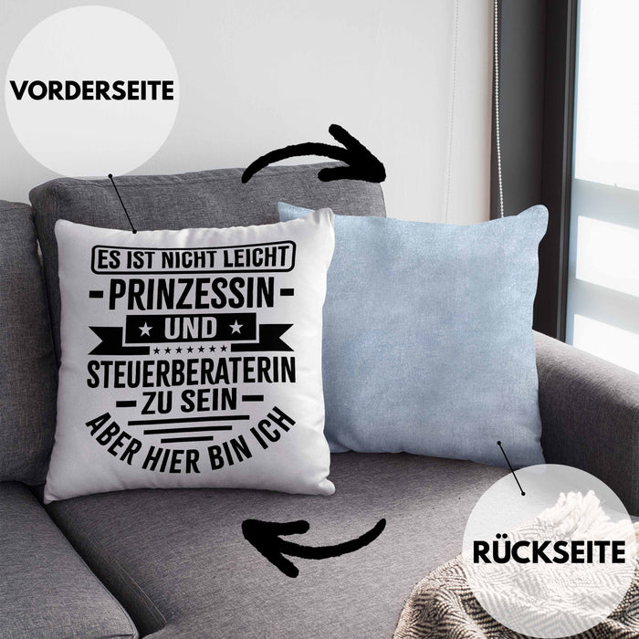Steuerberaterin Geschenk Kissen mit Füllung 40x40 Geschenkidee Prinzessin (Grau) Blau Trendation