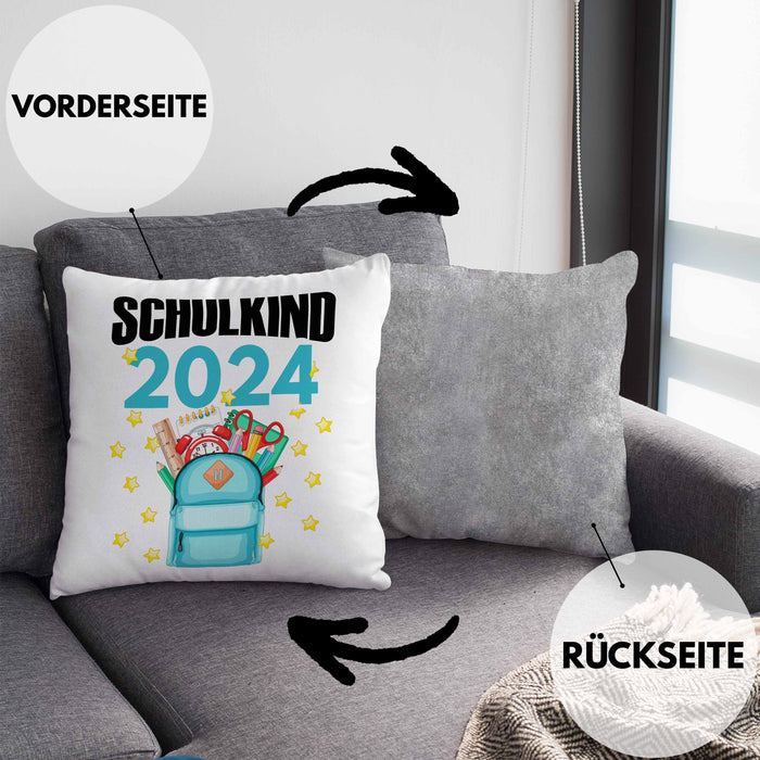 Einschulung Mädchen Geschenk Schultüte Füllung Kissen mit Füllung 40x40 Schulstart 1. Schultag Schuleinführung Schulanfang Geschenkidee Schulkind 2024 (Grau) Grau Trendation