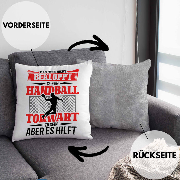 Lustige Kissen mit Füllung 40x40 für Handball Torhüter Torwart Geschenk Spruch Geschenkidee Handballtorwart (Grau) Grau Trendation