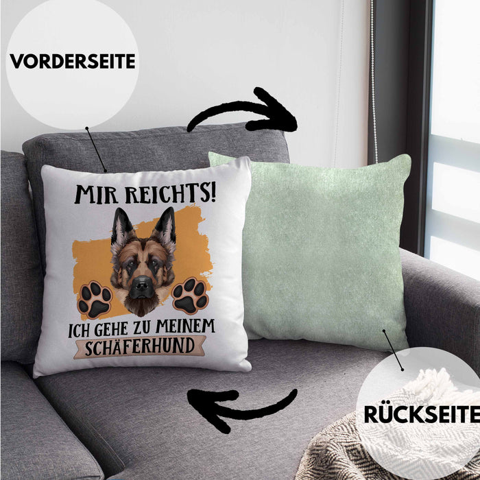 Schäferhund Besitzer Kissen mit Füllung 40x40 Geschenk Lustiger Spruch Geschenkidee Mir Reichts Ich Geh Zu Meinem Schäferhund (Grau) Grün Trendation