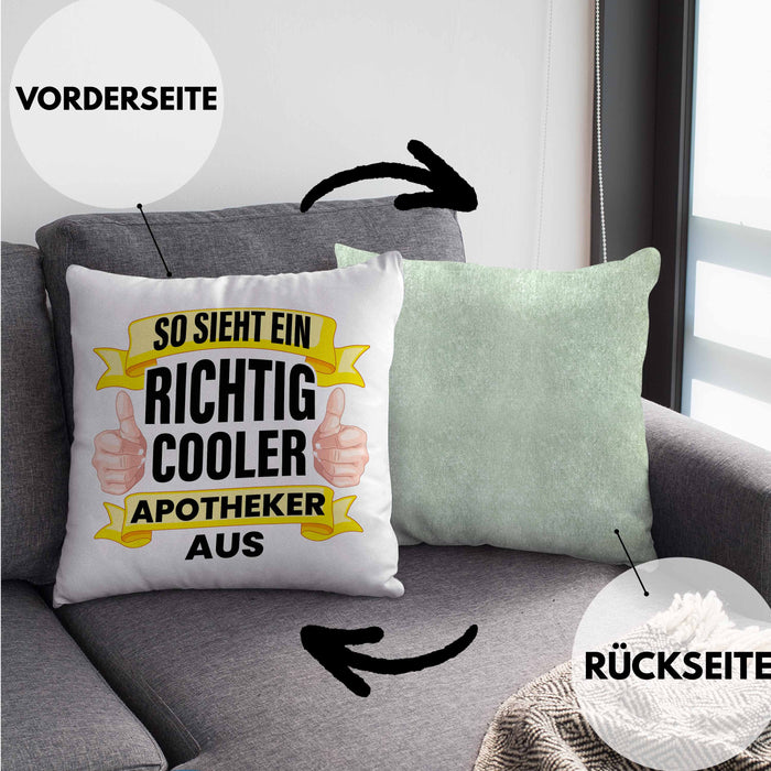 Apotheker Kissen mit Füllung 40x40 Geschenk Spruch Pharmazie Lustig (Grau) Grün Trendation