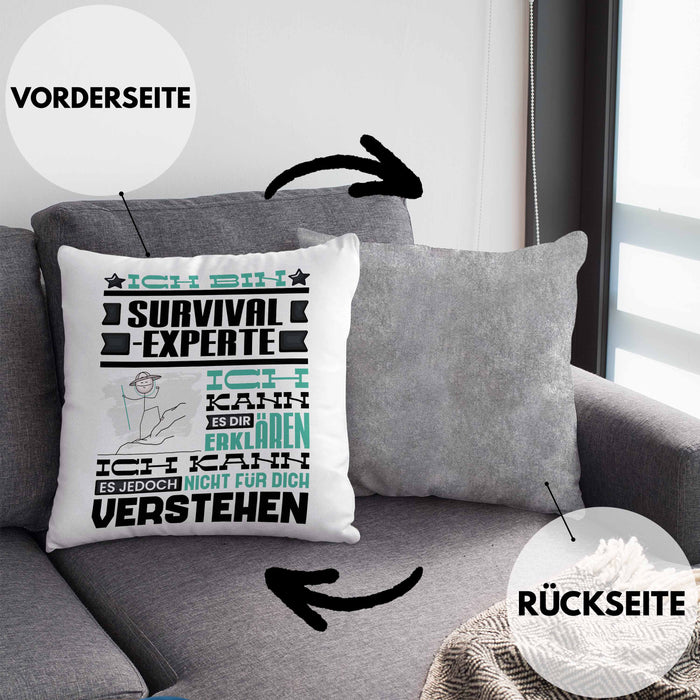 Survival-Experte Geschenk Kaffee-Kissen mit Füllung 40x40 Geschenkidee für Survival-Experte Ich Bin Survival-Experte Ich Kann Es Dir Erklären Jedoch Nicht Für Dich Verstehen Spruch Lustig (Grau) Grau Trendation