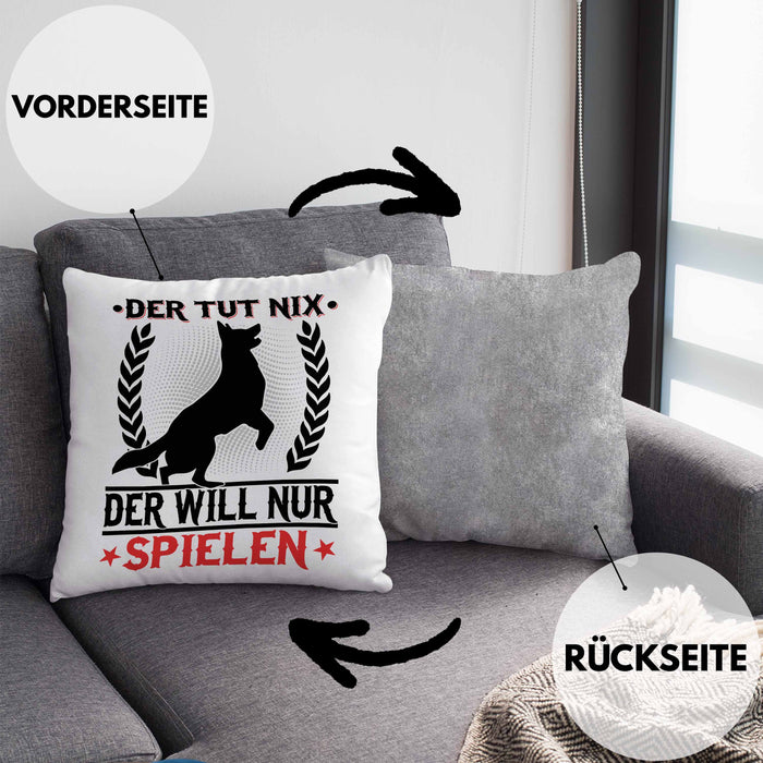 Hund Kissen mit Füllung 40x40 Geschenk Hunde-Besitzer Geschenkidee (Grau) Grau Trendation