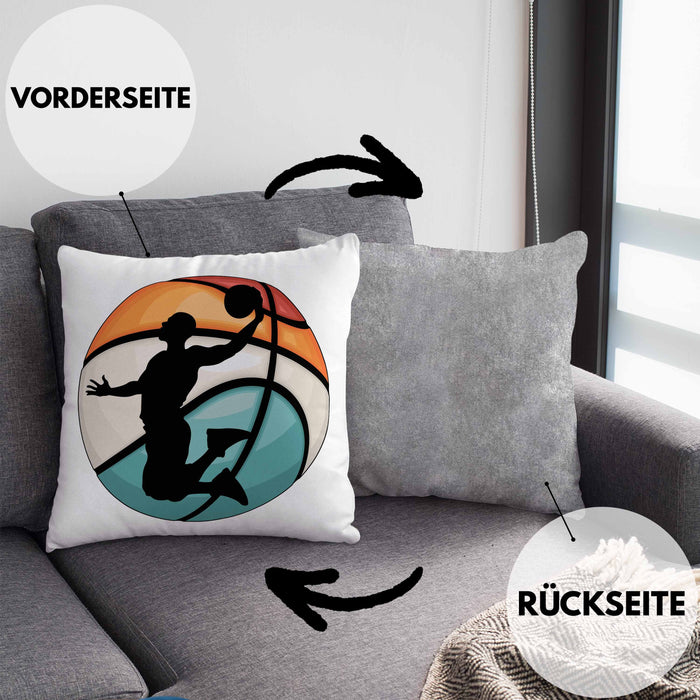 Basketball Kissen mit Füllung 40x40 Geschenk Basketballspieler Trainer Geschenkidee Lustige Kissen mit Füllung 40x40 Basketballer Jungs Jungen Coach (Grau) Grau Trendation