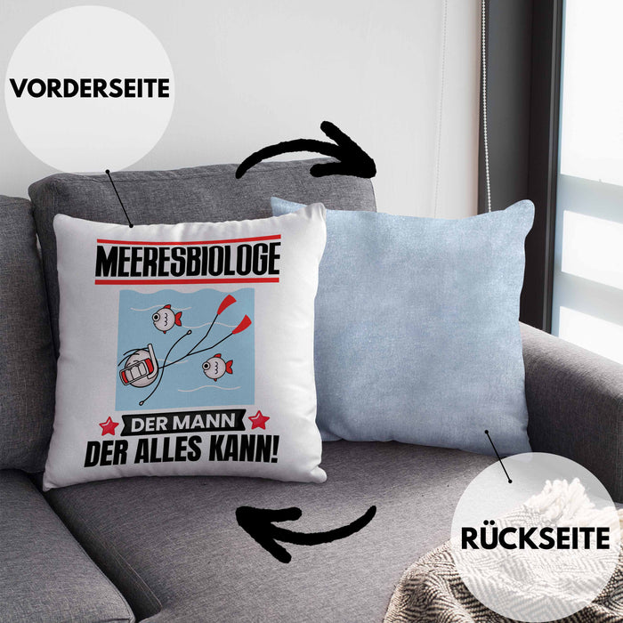 Meeresbiologe Kissen mit Füllung 40x40 Geschenk für Meeresbiologe Der Mann Der Alles Kann Geschenkidee zum Geburtstag (Grau) Blau Trendation